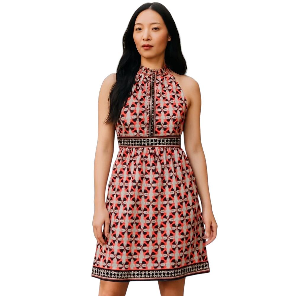New York & Company Halter Dress Geometric Print Sleeveless Women's Size Medium
